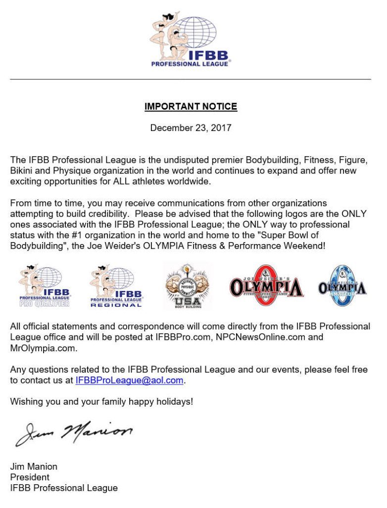 IFBB Pro League published
