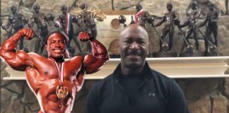 Lee Haney congratulates Jake Wood for purchasing Mr. Olympia brand Lee Haney Jake Wood Olympia